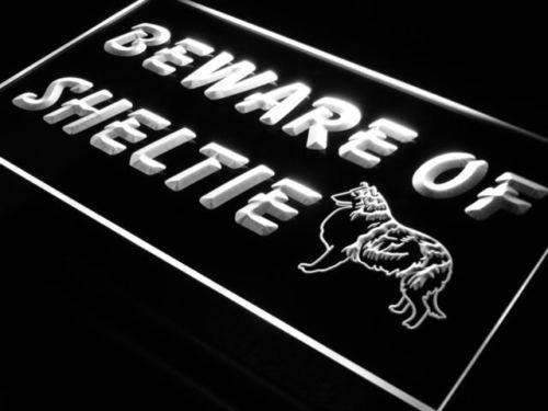 Beware of Sheltie Shetland Sheepdog LED Light Sign - LED Gift Works