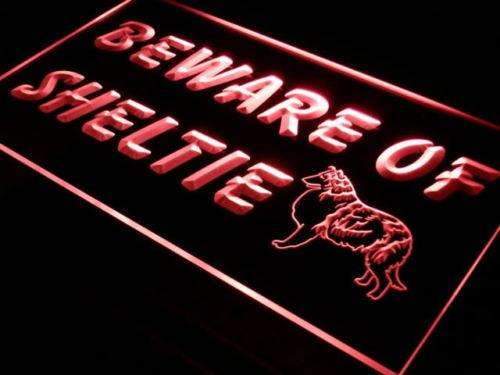 Beware of Sheltie Shetland Sheepdog LED Light Sign - LED Gift Works