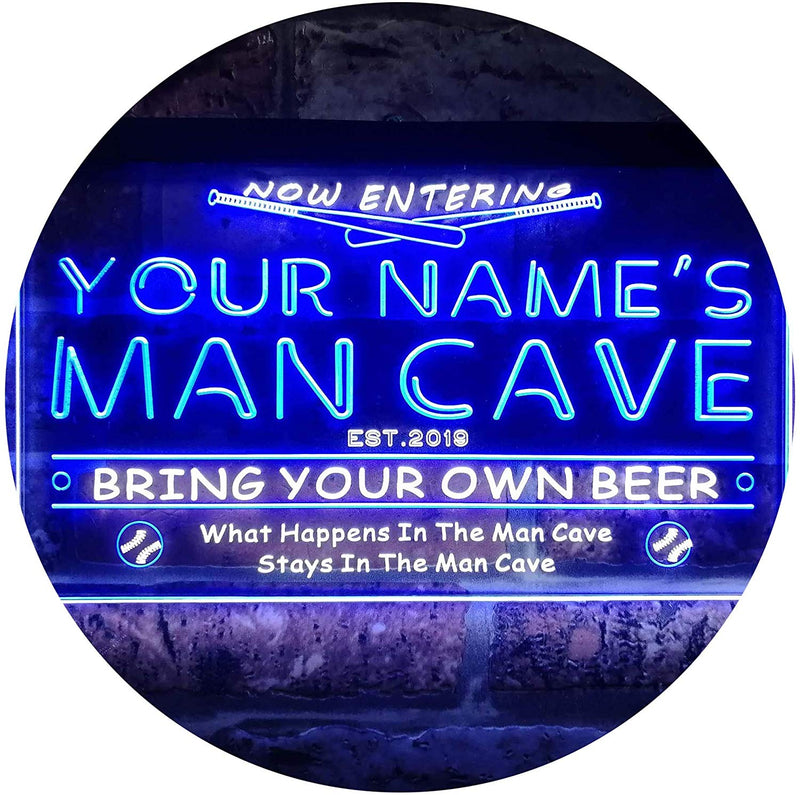 Personalized Sports Baseball Theme Man Cave LED Light Sign - LED Gift Works