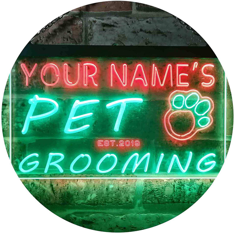 Personalized Paw Print Pet Grooming LED Light Sign - LED Gift Works