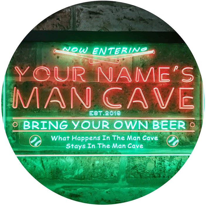Personalized Sports Baseball Theme Man Cave LED Light Sign - Way Up Gifts