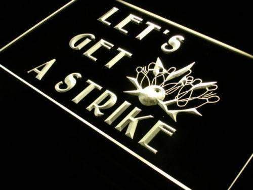 Bowling Let's Get a Strike LED Light Sign - LED Gift Works