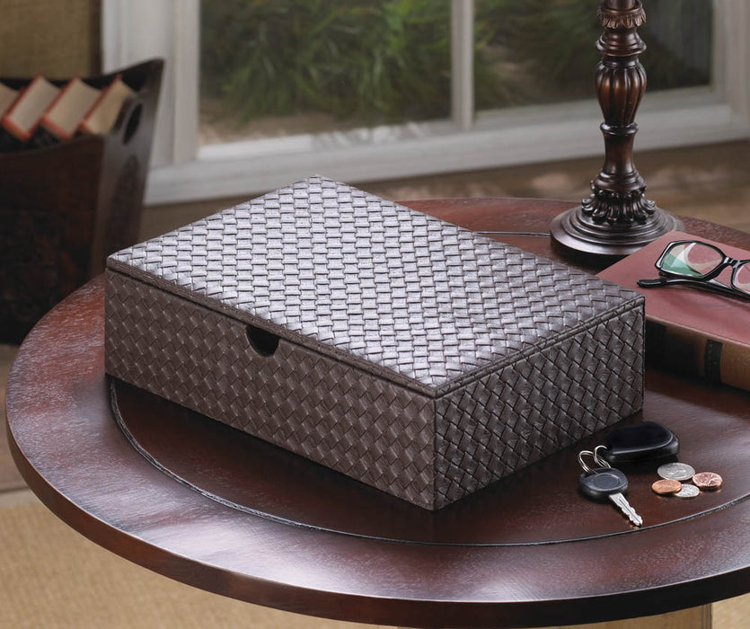 Chestnut Brown Vegan Leather Keepsake Box with Mirror - Way Up Gifts