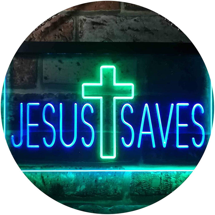 Cross Jesus Saves LED Light Sign - Way Up Gifts