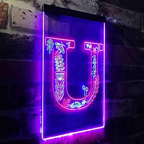 Family Name Letter U Monogram Initial LED Light Sign - Way Up Gifts