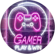 Gamer Play Win Game Room LED Light Sign - LED Gift Works