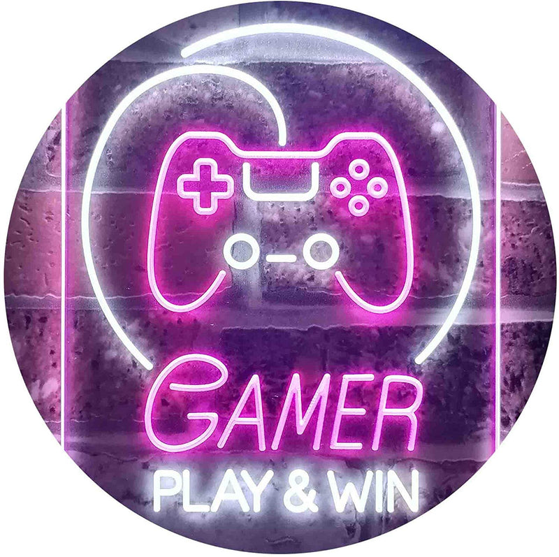 Gamer Play Win Game Room LED Light Sign - LED Gift Works