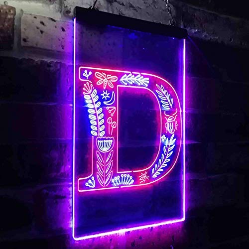 Family Name Letter D Monogram Initial LED Light Sign - Way Up Gifts