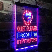 Quiet Please Recording in Progress Studio LED Light Sign - LED Gift Works