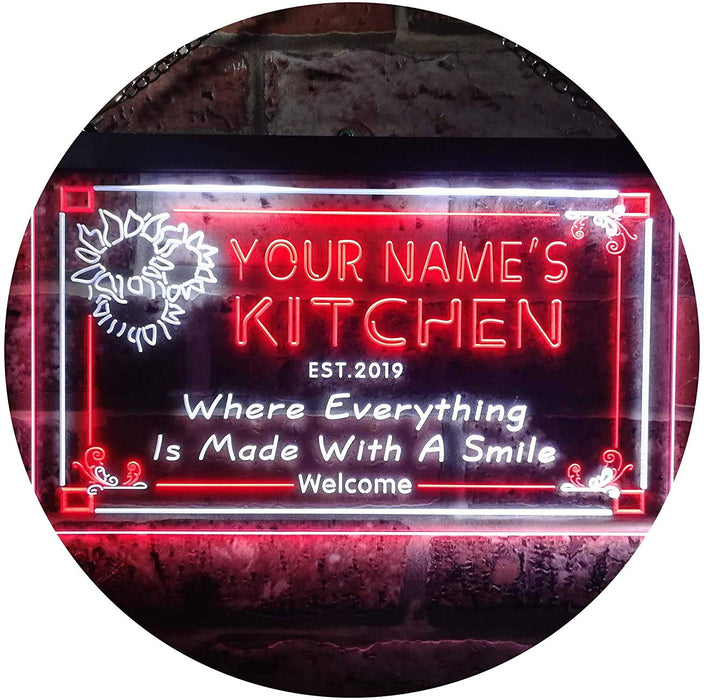 Personalized Home Kitchen Decor Made with Smile LED Light Sign - Way Up Gifts