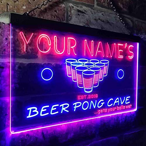 Personalized Beer Pong Man Cave LED Light Sign - Way Up Gifts