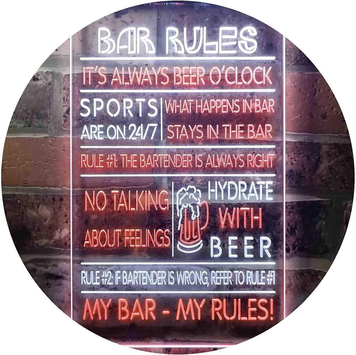 Bar Rules LED Light Sign - Way Up Gifts