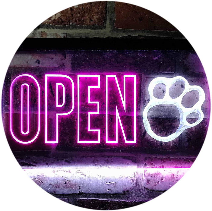 Open Paw Print Dog Grooming LED Light Sign - Way Up Gifts