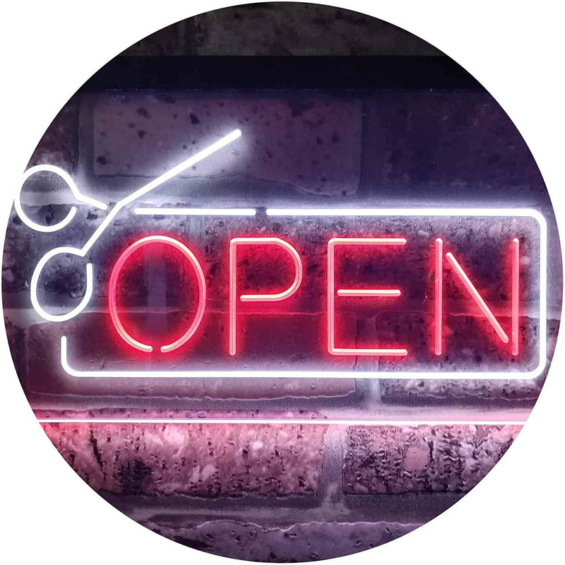 Scissors Open Barber Salon Hair Cuts LED Light Sign - LED Gift Works