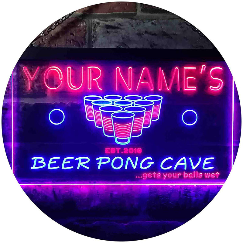 Personalized Beer Pong Man Cave LED Light Sign - LED Gift Works