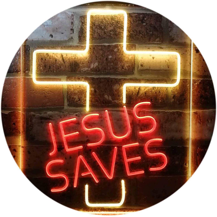Christian Cross Jesus Saves LED Light Sign - Way Up Gifts