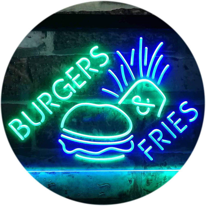 Hamburgers Burgers Fries LED Light Sign - Way Up Gifts