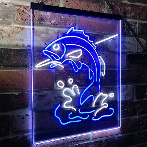 Fish on Hook Fishing Bait Store Cabin Decor LED Light Sign - Way Up Gifts