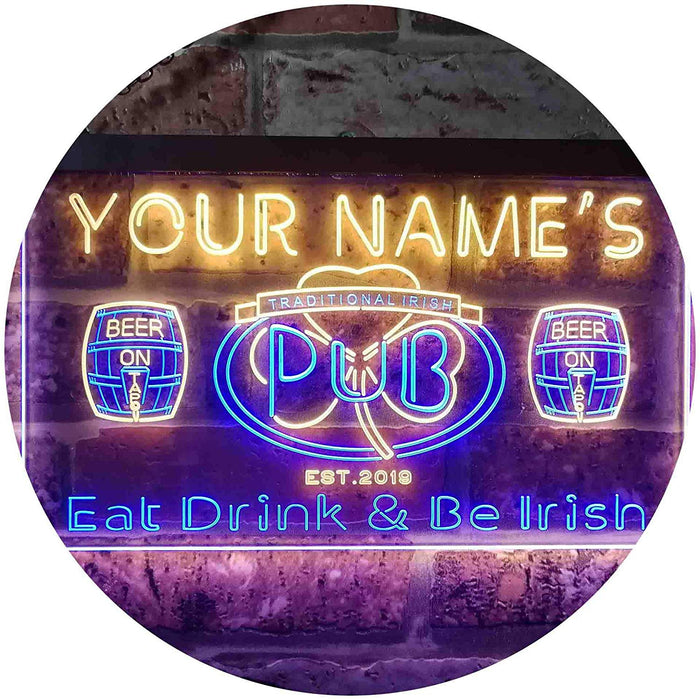 Personalized Traditional Irish Pub LED Light Sign - Way Up Gifts