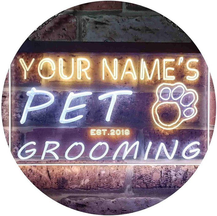 Personalized Paw Print Pet Grooming LED Light Sign - Way Up Gifts