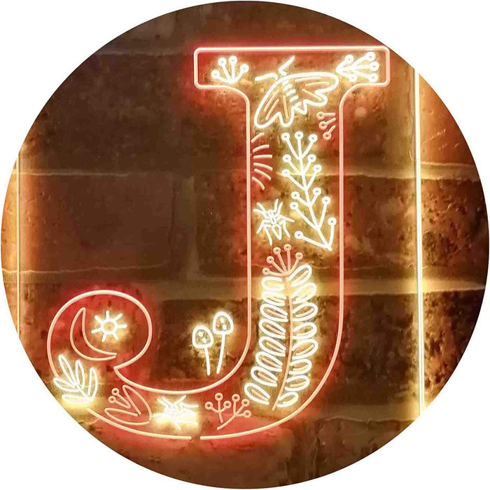 Family Name Letter J Monogram Initial LED Light Sign - Way Up Gifts