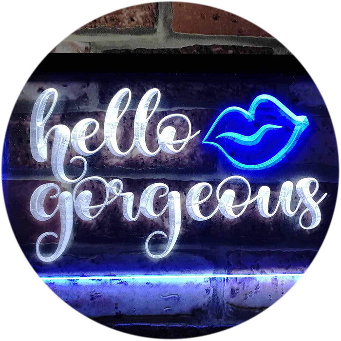 Lips Hello Gorgeous LED Light Sign - Way Up Gifts