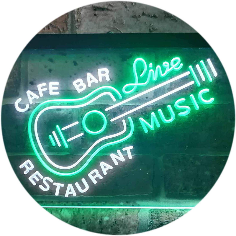 Guitar Cafe Bar Restaurant Live Music LED Light Sign - LED Gift Works