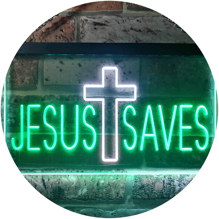 Cross Jesus Saves LED Light Sign - Way Up Gifts