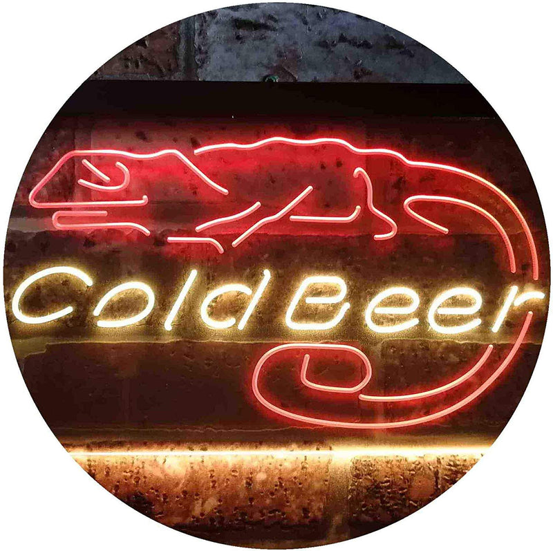 Lizard Cold Beer LED Light Sign - LED Gift Works