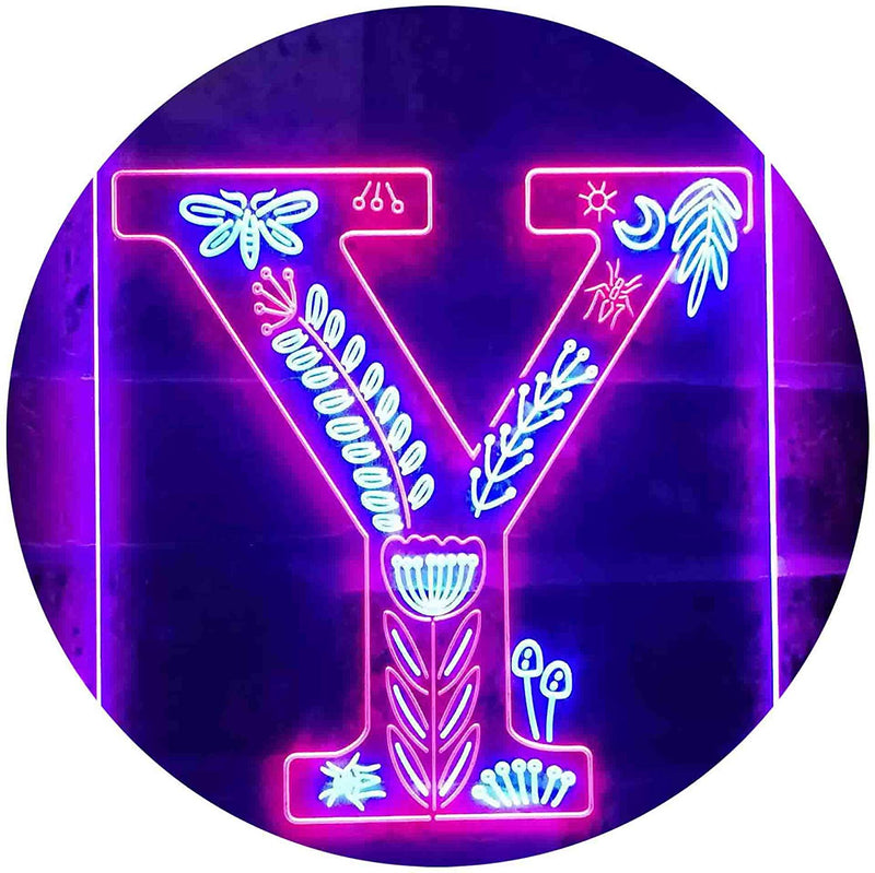 Family Name Letter Y Monogram Initial LED Light Sign - LED Gift Works