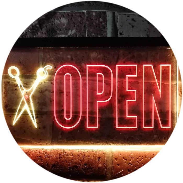 Barber Scissors Hair Cuts Open LED Light Sign - Way Up Gifts