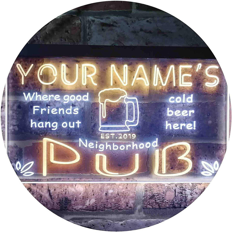 Personalized Neighborhood Pub Bar LED Light Sign - LED Gift Works