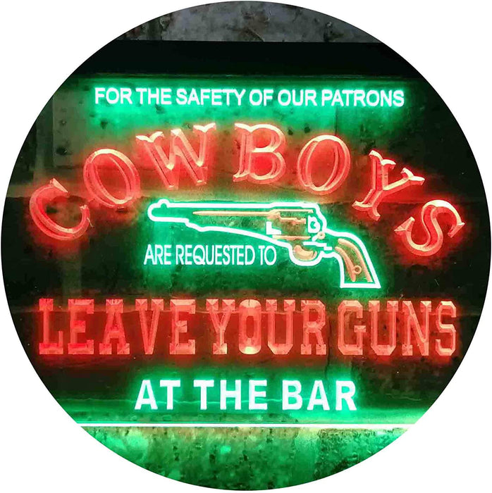 Cowboys Leave Guns Bar Western Decor LED Light Sign - Way Up Gifts