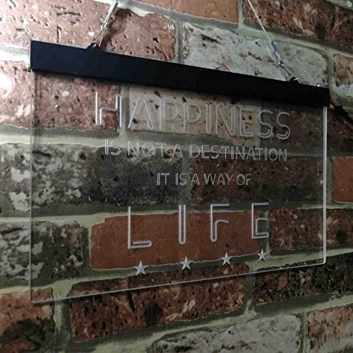 Happiness is a Way of Life Quotes Bedroom Decor LED Light Sign - Way Up Gifts