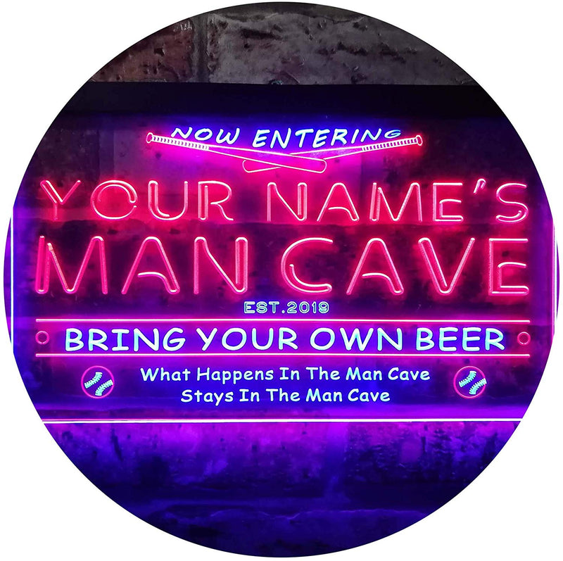 Personalized Sports Baseball Theme Man Cave LED Light Sign - LED Gift Works