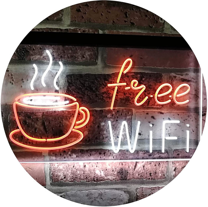 Cafe Coffee Free WiFi LED Light Sign - Way Up Gifts