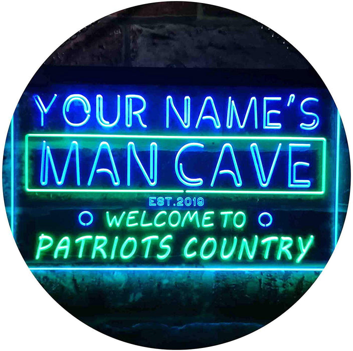Personalized Patriots Country Man Cave LED Light Sign - Way Up Gifts