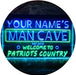 Personalized Patriots Country Man Cave LED Light Sign - Way Up Gifts