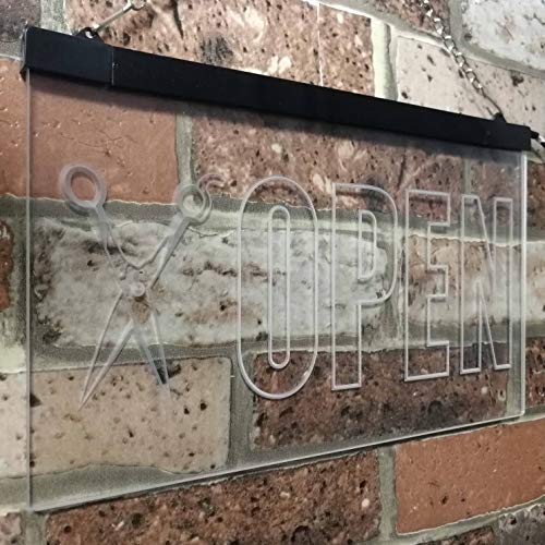 Barber Scissors Hair Cuts Open LED Light Sign - Way Up Gifts