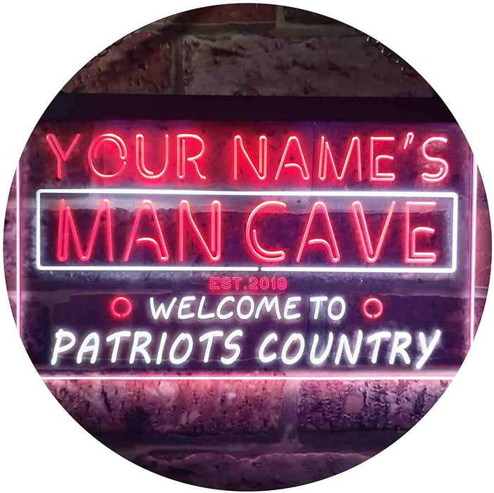 Personalized Patriots Country Man Cave LED Light Sign - Way Up Gifts