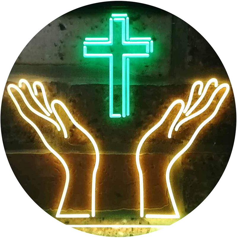 Christianity Hands Cross LED Light Sign - LED Gift Works