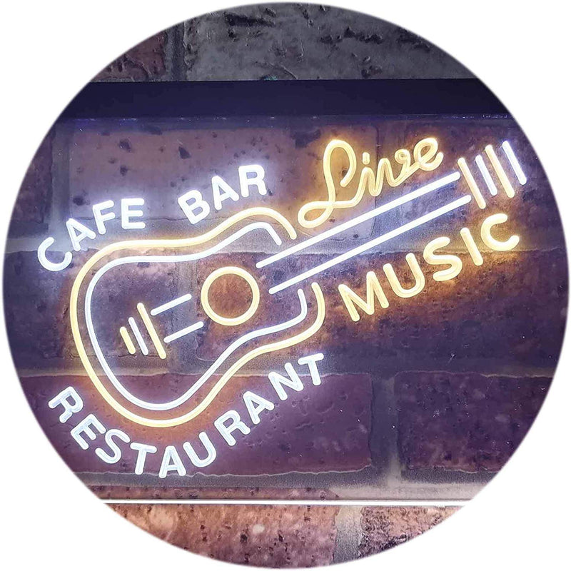 Guitar Cafe Bar Restaurant Live Music LED Light Sign - LED Gift Works