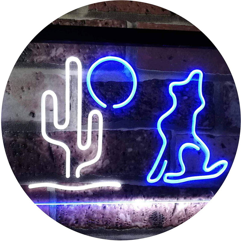 Cactus Moon Wolf LED Light Sign - LED Gift Works