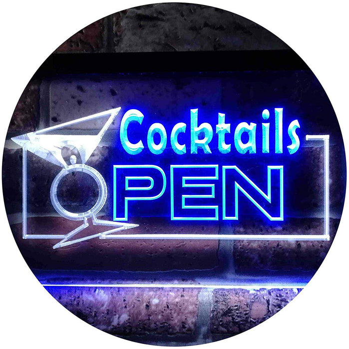Bar Cocktails Open LED Light Sign - Way Up Gifts