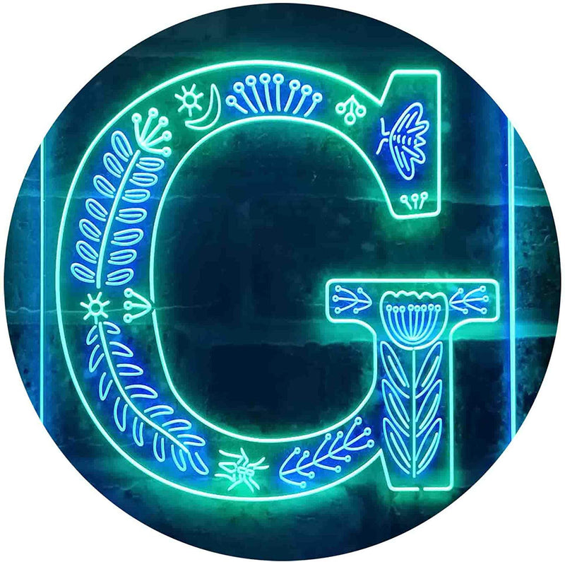 Family Name Letter G Monogram Initial LED Light Sign - LED Gift Works