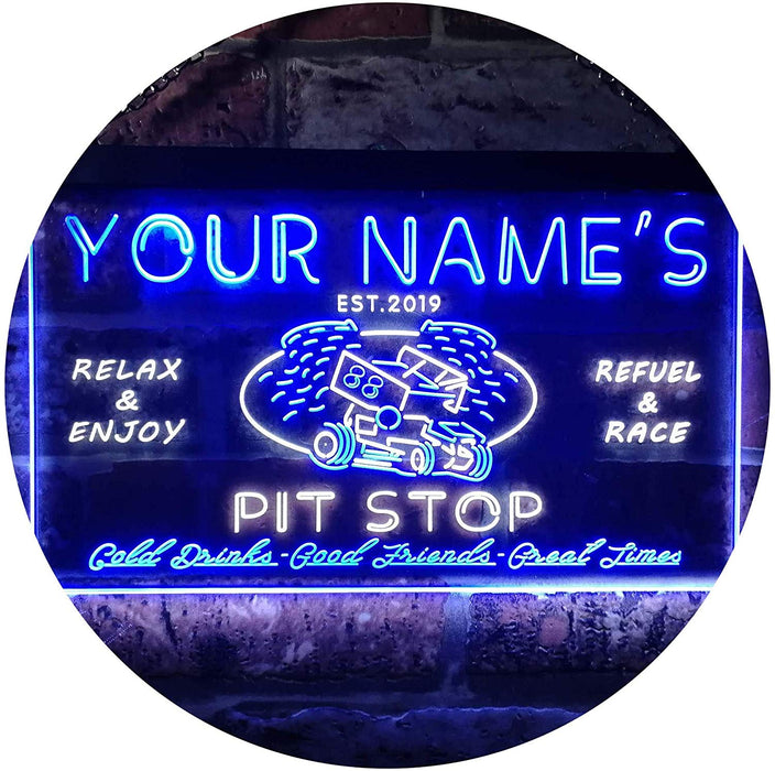Personalized Car Racing Beer Pit Stop Bar LED Light Sign - Way Up Gifts