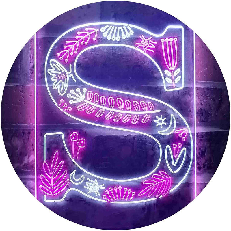 Family Name Letter S Monogram Initial LED Light Sign - LED Gift Works