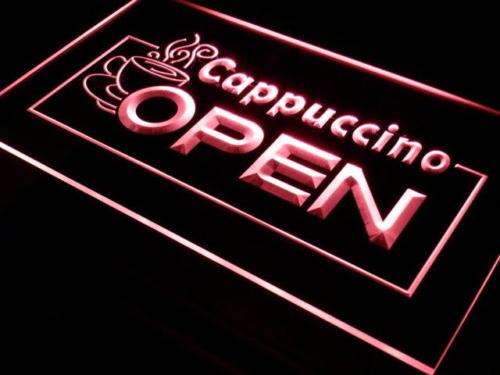 Cafe Cappuccino Open LED Light Sign - Way Up Gifts