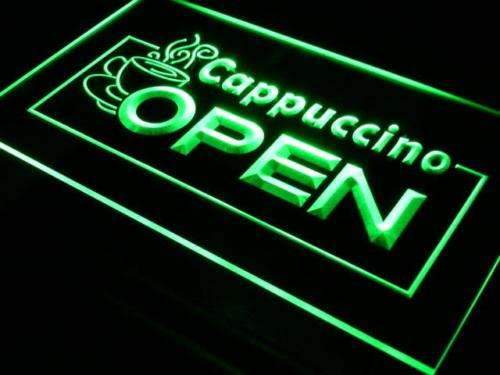 Cafe Cappuccino Open LED Light Sign - Way Up Gifts