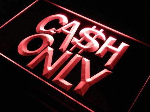 Cash Only LED Light Sign - LED Gift Works
